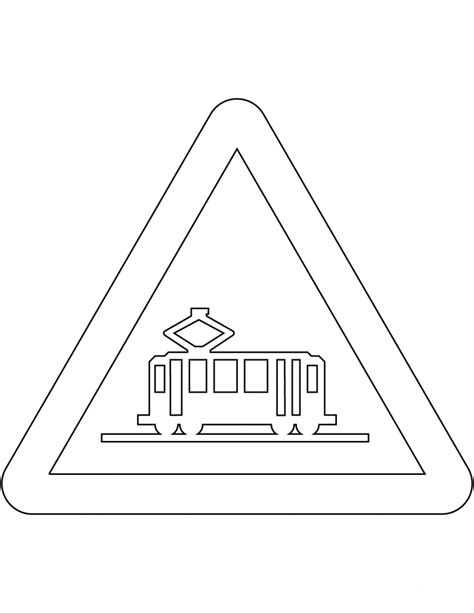 Tram Crossing Sign In Spain Coloring Page Colouringpages