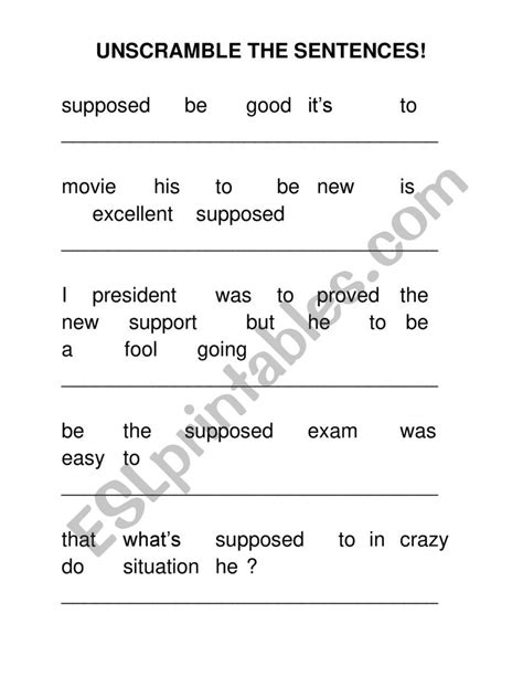 Unscramble The Sentences - ESL worksheet by yayyen