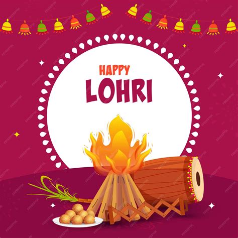 Premium Vector Happy Lohri Celebration Poster Design With Festival