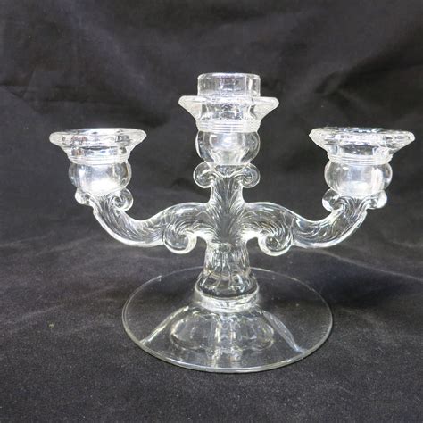 Vintage Trio Cambridge Crystal Triple Candle Stick Holders Elegant