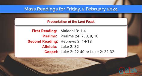 Daily Mass Readings For Friday 2 February 2024 Catholic Gallery