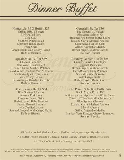 Event Menus – The General Morgan Inn and Conference Center