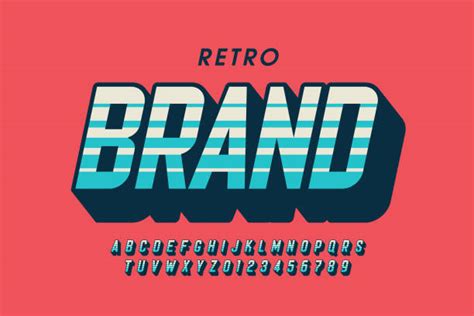 Retro Stripe Alphabet Vector Font In 70s Style Illustrations Royalty Free Vector Graphics