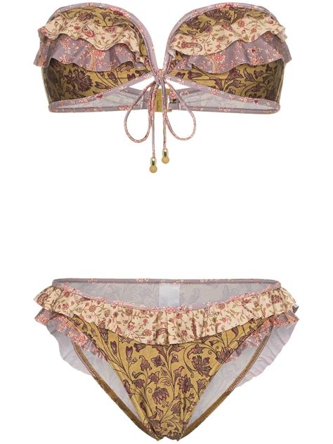 Zimmermann Juniper Frill Bandeau Bikini Farfetch Bikinis