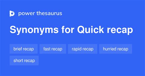 Quick Recap synonyms - 38 Words and Phrases for Quick Recap