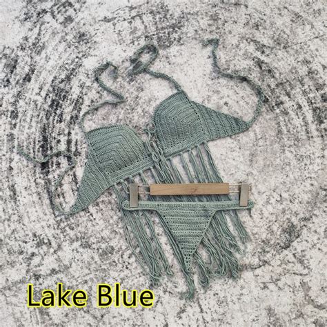 Plus Size Handmade Crochet Bikini Set Sexy Tassel Bohemia Womens Swimsuit Beach Swimwear