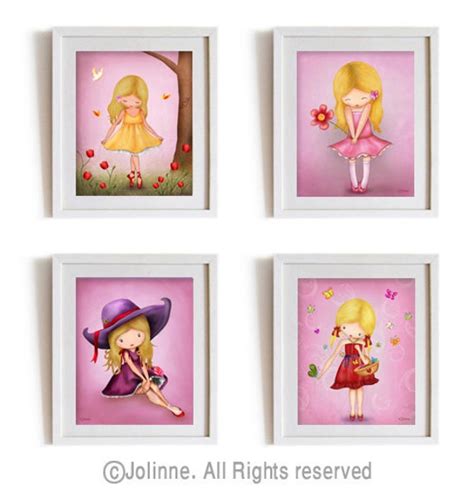 Girls room wall art art prints set of 4 posters kids room