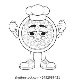 Cartoon Pizza Character Outline Pizza Cheese Stock Vector (Royalty Free ...