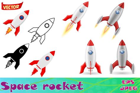 Space Rocket Retro Spaceship Vector Illustration