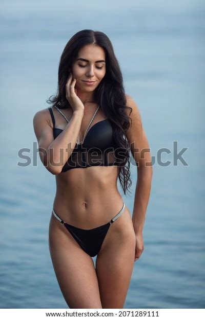 Sexy Brunette Black Bikini Posing On Stock Photo Shutterstock