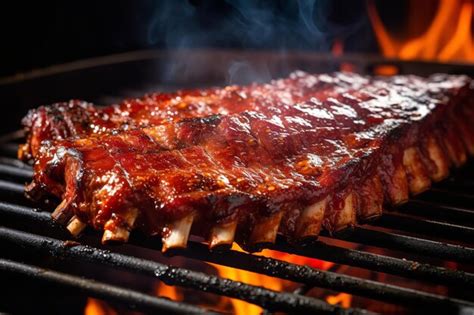 Premium Ai Image Sizzling Bbq Ribs On The Grill With Smoky Flavor