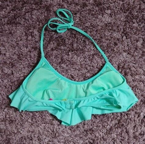 Victoria S Secret Aqua Layered Halter Bikini Top Size Gem