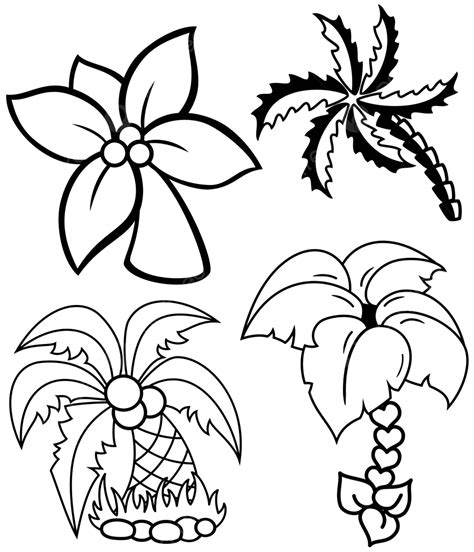 Palm Trees Set Outline Vector Leaf Vector Outline Vector Leaf Png