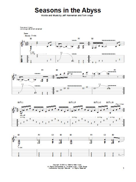 Seasons In The Abyss Guitar Tab Play Along Zzounds