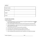 Bsbhrm Activity Docx Activity Student Number Student Name