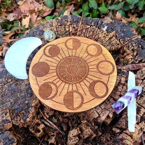 6 Sun And Moon Wooden Crystal Grid Board Lasercut Birch Etsy