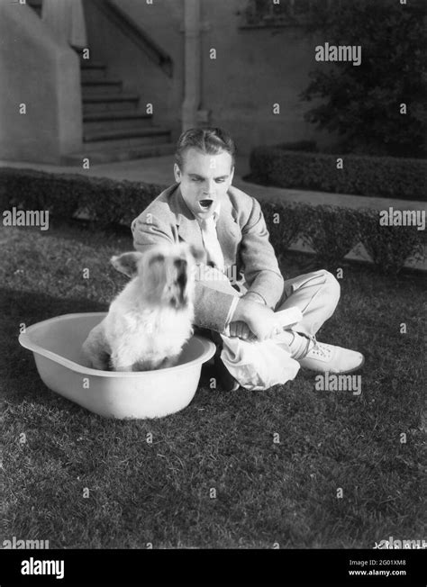 James Cagney 1933 Candid Portrait At Home With His Dog Publicity For