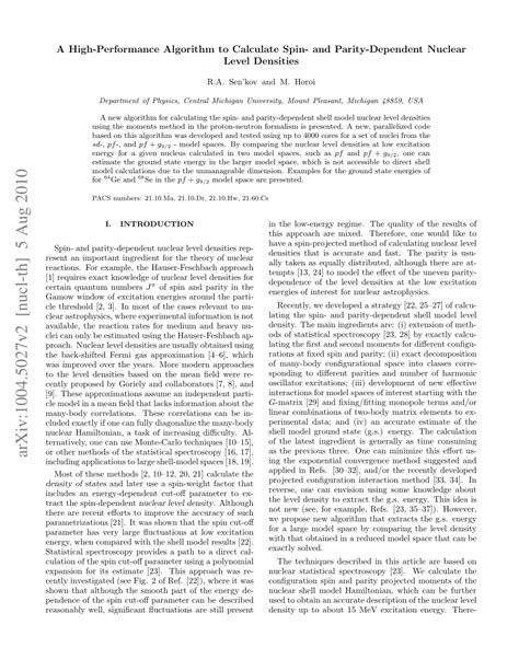 (PDF) A Performant Algorithm to Calculate Spin and Parity-Dependent ...