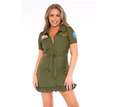 Costume O Vestito Da Aviatore Verde Per Donna