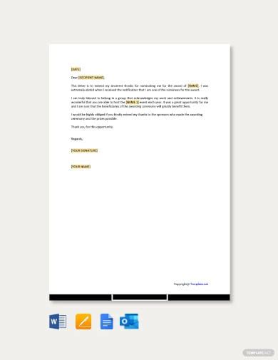 Nomination Letters - 9+Free Word, PDF Documents Download | Free ...