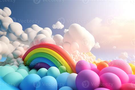 Colorful rainbow in sunny sky. Generate Ai 22646006 Stock Photo at Vecteezy