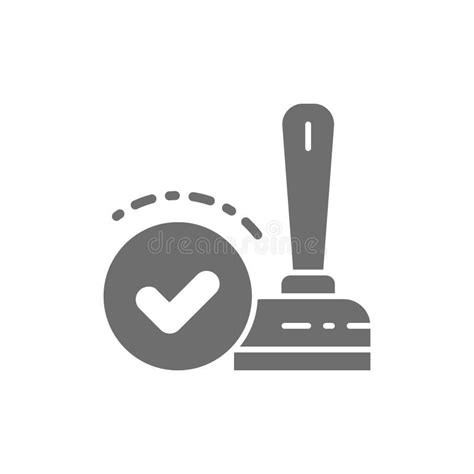 Approved Check Mark Stamp Verification Validation Quality Control Line Icon Stock Vector