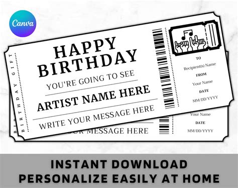 Editable Concert Ticket Template Editable Ticket Diy Ticket Template Custom Concert Ticket