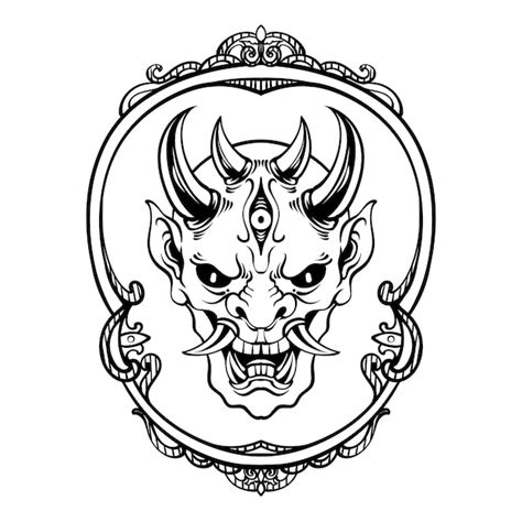 Vector Devil Oni Desenho De Camiseta Japonesa Vetor Premium