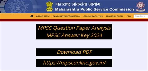 Mpsc Question Paper Analysis Mpscbook