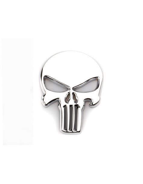 EMBLEMA CALAVERA PUNISHER CROMADO 5 5 X 4 5 CM