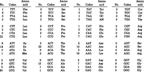 Codon Usage In The Drosophila Adh Gene Download Table