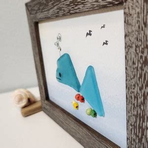 Whale And Fishes Beach Glass Home Decor Friend Gift Sea Life Etsy