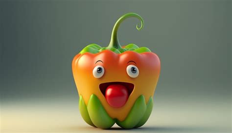 Premium Ai Image Cute Bell Pepper Character Generative Ai