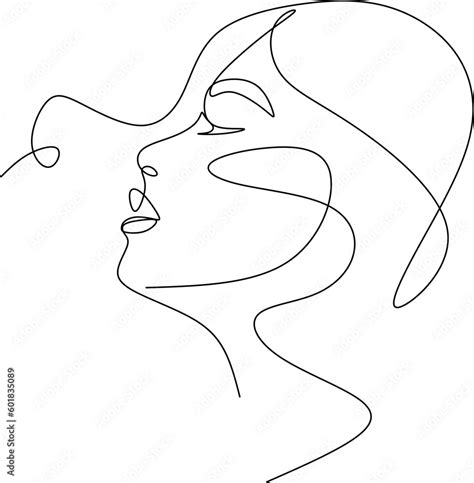 Abstract Girl Face Continuous One Line Drawing Minimalism Design