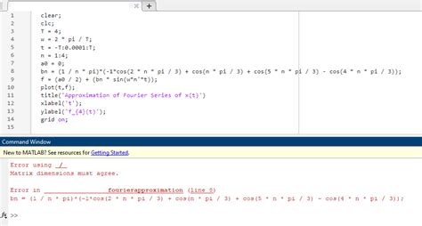 Signal Processing Matlab Unsure Of How To Resolve This Error Error