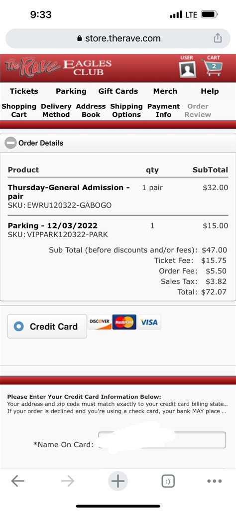 The rave ticket fees : r/milwaukee