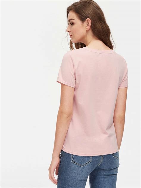 Twist Front T Shirt Shein Sheinside