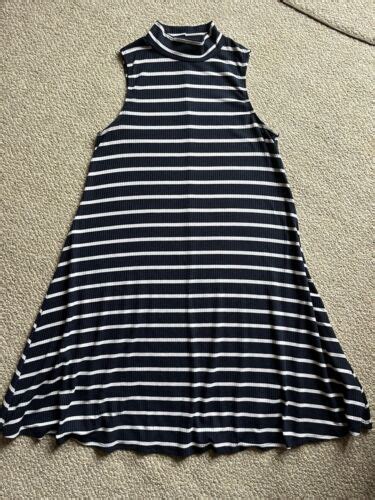 A Byer Sleeveless Dress Medium Striped Blue White Nautical Summer