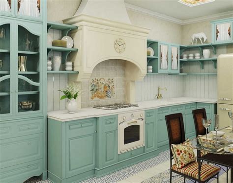 Дизайн кухни в цвете морской волны - 96 фото