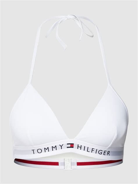Kup online TOMMY HILFIGER Top bikini z wyhaftowanym logo model ORIGINAL biały