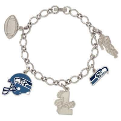 SEATTLE SEAHAWKS OFFICIAL LOGO SILVER CHARM BRACELET Silver Charm