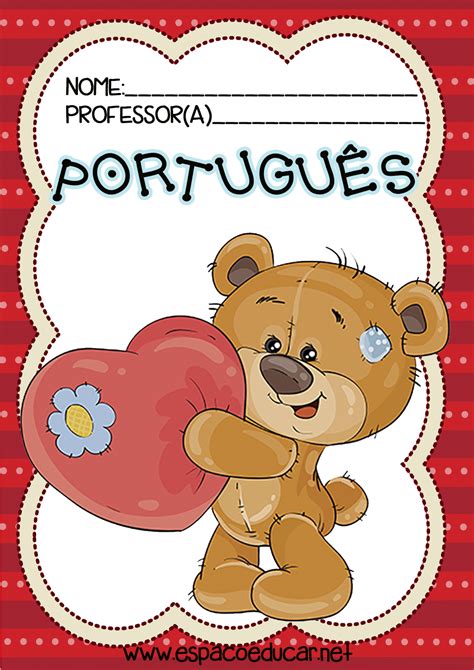 Frentes Capas Capinhas Para Caderno De PortuguÊs Imprimir Teddy