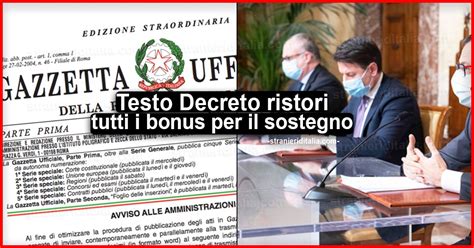 Testo Decreto Ristori Ecco Tutti I Bonus Per Il Sostegno