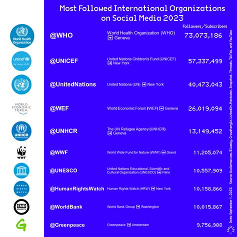 International Organizations On Social Media 2023 Digitips