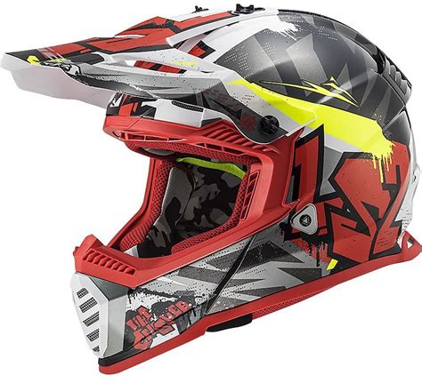 Casco Cross Enduro Moto Ls Mx Fast Evo Crusher Nero Rosso Vendita