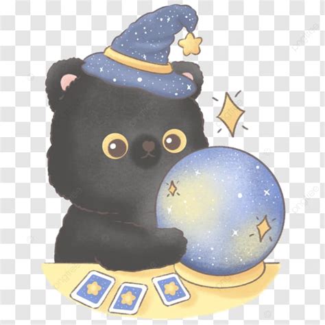 Gato Preto Bola De Cristal E Carta De Tarô PNG Gato Carta De