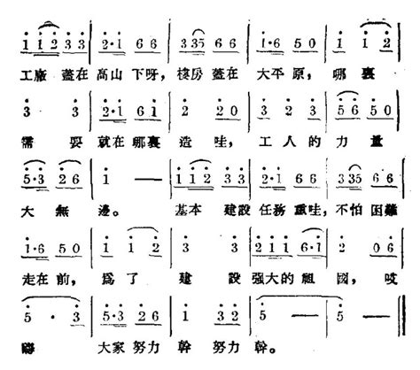 建筑工人歌 歌谱 简谱