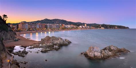 Panorama Of Lloret De Mar Seafront In The Evening Lloret De Mar