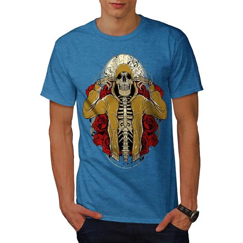 Rose Skeleton Rap Skull Men Royal Bluet Shirt Wellcoda Fruugo Uk