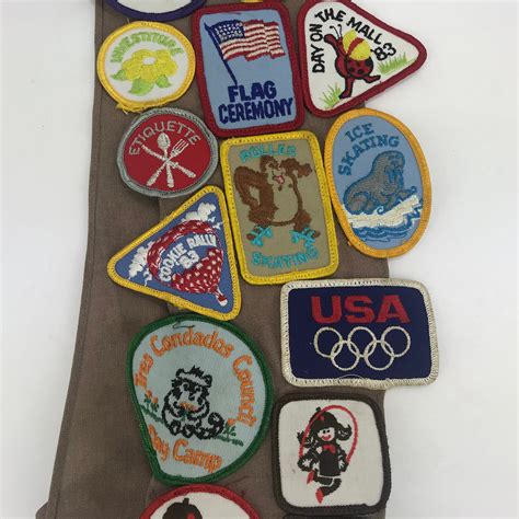 Girl Scout Brownie Sash With Patches Badges Pin Vintage S Etsy France